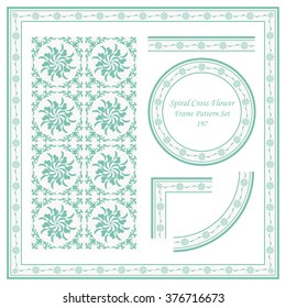 Vintage Frame Pattern Set 197 Spiral Cross Flower