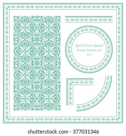 Vintage Frame Pattern Set 217 Spiral Cross Round Flower