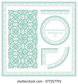 Vintage Frame Pattern Set 244 Curve Dot Line Cross