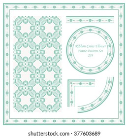 Vintage Frame Pattern Set 259 Ribbon Cross Flower