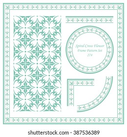 Vintage Frame Pattern Set 274 Spiral Cross Flower
