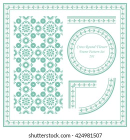 Vintage Frame Pattern Set 281 Cross Round Flower