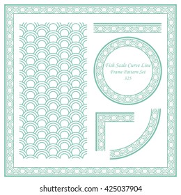 Vintage Frame Pattern Set 325 Fish Scale Curve Line