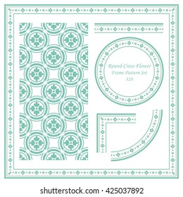 Vintage Frame Pattern Set 328 Round Circle Cross Flower