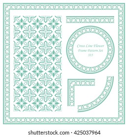 Vintage Frame Pattern Set 335 Cross Line Flower