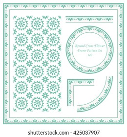Vintage Frame Pattern Set 342 Round Cross Flower