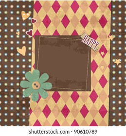 vintage frame for photos with scrapbook elements. vector illustration. vector illustration