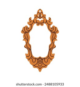 Vintage frame. Pictire baguette, framework for museum painting. Decorative antique border for gallery display, old retro victorian style. Flat vector illustration isolated on white background