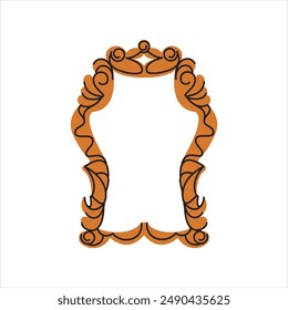 Vintage frame. Pictire baguette, framework for museum painting. Decorative antique border for gallery display, old retro victorian style. Flat vector illustration isolated on white background