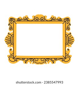 Vintage frame. Picture border. Various decorative isolated elements different forms in doodle style. Elegant retro frameworks. Modern mirror square design. Art gallery object, vector illustration