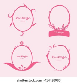 vintage frame in pink color with vintage style