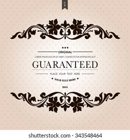 Vintage frame with place for your text.Elegant element for design template.Romantic background.Vector illustration