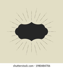 Vintage frame with rays. Retro label or badge. Design element. Vector illustration.