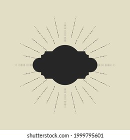 Vintage frame with rays. Retro label or badge. Design element. Vector illustration.