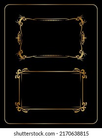 vintage frame, rectangular shape in gold color, design vector