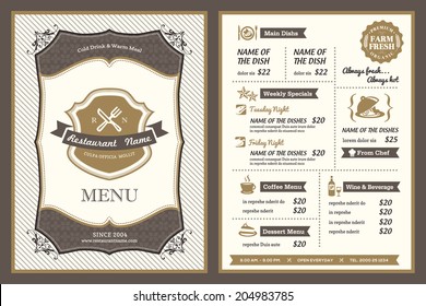 Vintage Frame restaurant menu design