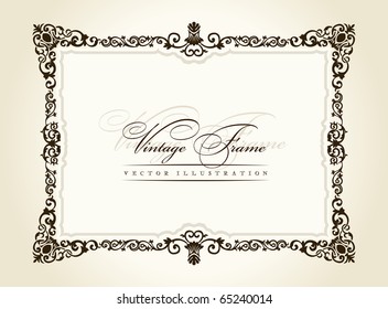 Vintage frame retro decor ornament. Vector calligraphic retro framework. Baroque vintage black border. Royal Elegant Book flourish decorative