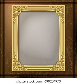 Vintage frame retro decoration corner template design.Gold photo frame with corner line floral for picture, Vector design decoration frame pattern style.frame floral border template illustration