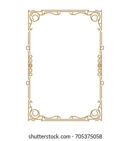 Vintage frame retro decoration corner template design.Gold photo frame with corner line floral for picture, Vector design decoration frame pattern style. Floral border template illustration