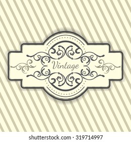 Vintage frame, retro design template. Vector frame, Retro beige card