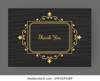 Klassischer Rahmen. Elegante Retro-Dekoration. Dankeskarte. Goldenes dekoratives Ornament minimalistisches Grafikdesign. Einladung zur Hochzeit. Königliches Zertifikat. Menürahmen, -ausweis oder -etikett. Vektorillustration
