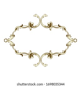 Vintage Frame With Retro Ornament Elements in Antique Rococo Style. Elegant  Decorative Design. Vector Illustration.