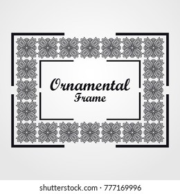Vintage frame with retro ornamental pattern. Vector illustration