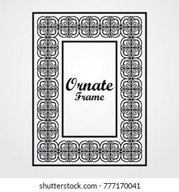 Vintage frame with retro ornamental pattern. Vector illustration