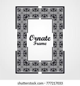 Vintage frame with retro ornamental pattern. Vector illustration