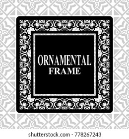 Vintage frame with retro ornamental pattern. Vector illustration