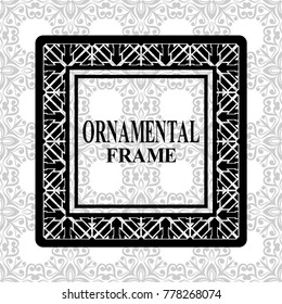 Vintage frame with retro ornamental pattern. Vector illustration