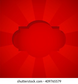 Vintage frame. Retro rays background. Red volumetric hole with shadow. Vector layout. 