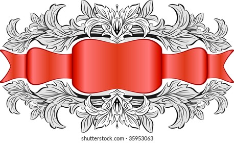 Vintage frame with ribbon