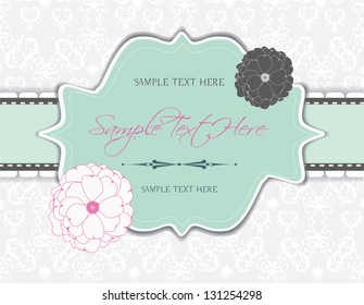 vintage frame, romantic invitation card with flowers