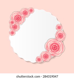 Vintage Frame with Rose Flowers Vector Illustration