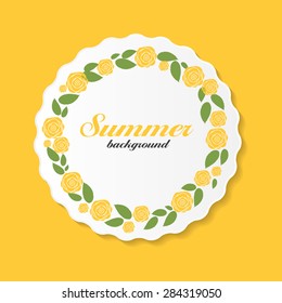 Vintage Frame with Rose Flowers Vector Illustration