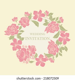Vintage frame with roses