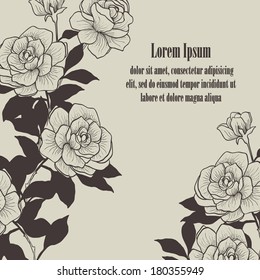 Vintage frame from  roses, with empty space for text message. Vector illustration