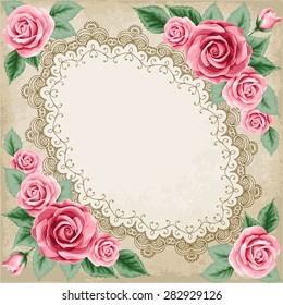 Vintage Frame Roses Lace Frame Place Stock Vector (Royalty Free ...