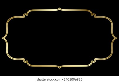 Vintage frame with round corners. Golden border for brand name tags.