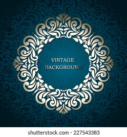 Vintage frame with seamless blue background 