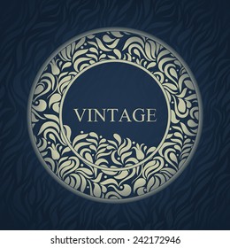 Vintage frame with seamless blue background