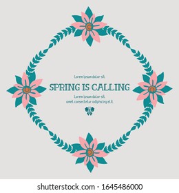 Vintage frame with seamless leaf and flower. For spring calling greeting card template design. Vector