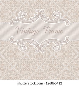 Vintage frame and seamless pattern.