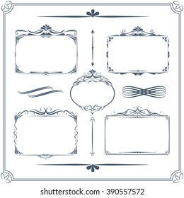 Vintage frame set. Calligraphic design elements.