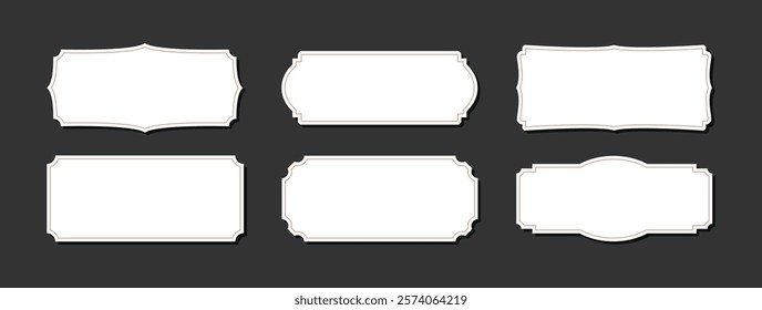 Vintage frame set design. Decorative border label. Badge banner ornament. Vector illustration