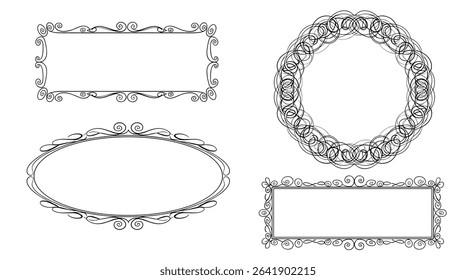 Vintage Frame Set with Intricate Border Designs and Ornamentation