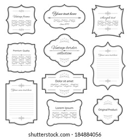 Vintage frame set isolated on white. Calligraphic design elements.