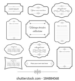 Vintage frame set isolated on white. Calligraphic design elements.