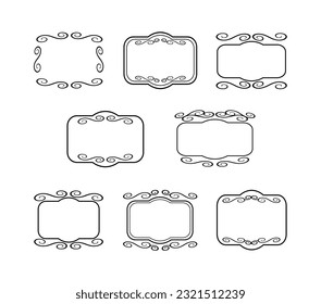 Vintage frame set isolated on white. Set of simple decorative frames. Vector.